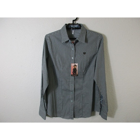 Cinch Ladies Shirt Size Large Multicolor Print Button Down Flip Cuff MSW9165026 - Picture 1 of 12